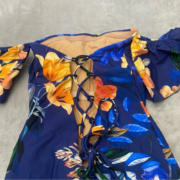 New! Ochie Midnight Floral Olivia Off Shoulder One Piece Swimsuit - 27713 - Picture 8 of 10